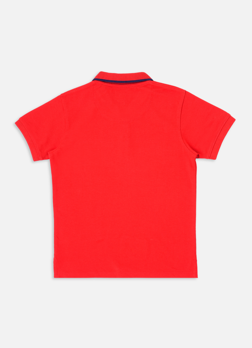 Boys Red Ribbed Collar Short Sleeve Polo, , large image number 1