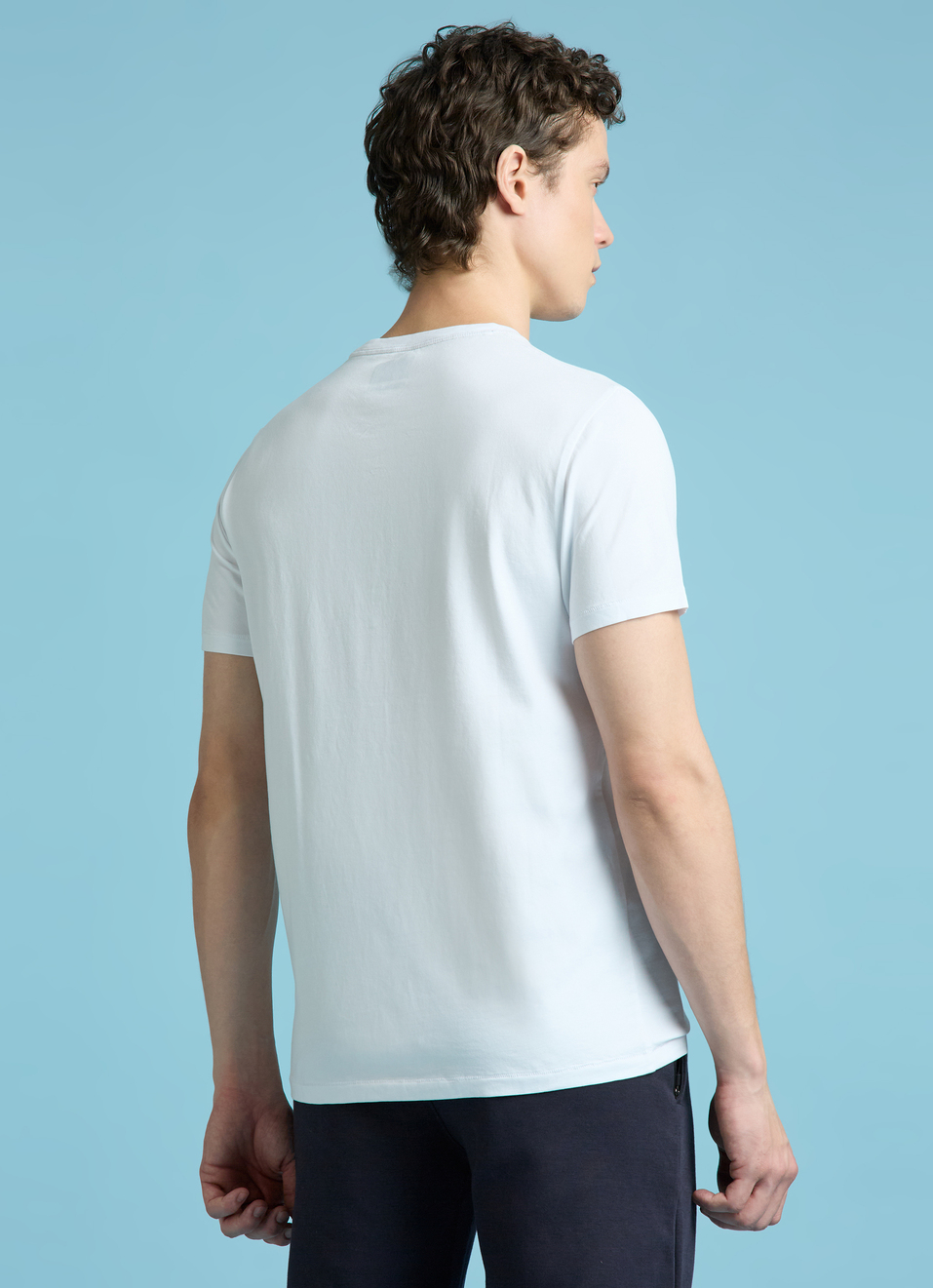 Men White Crew Neck Stretchable T-shirt, , large image number 2