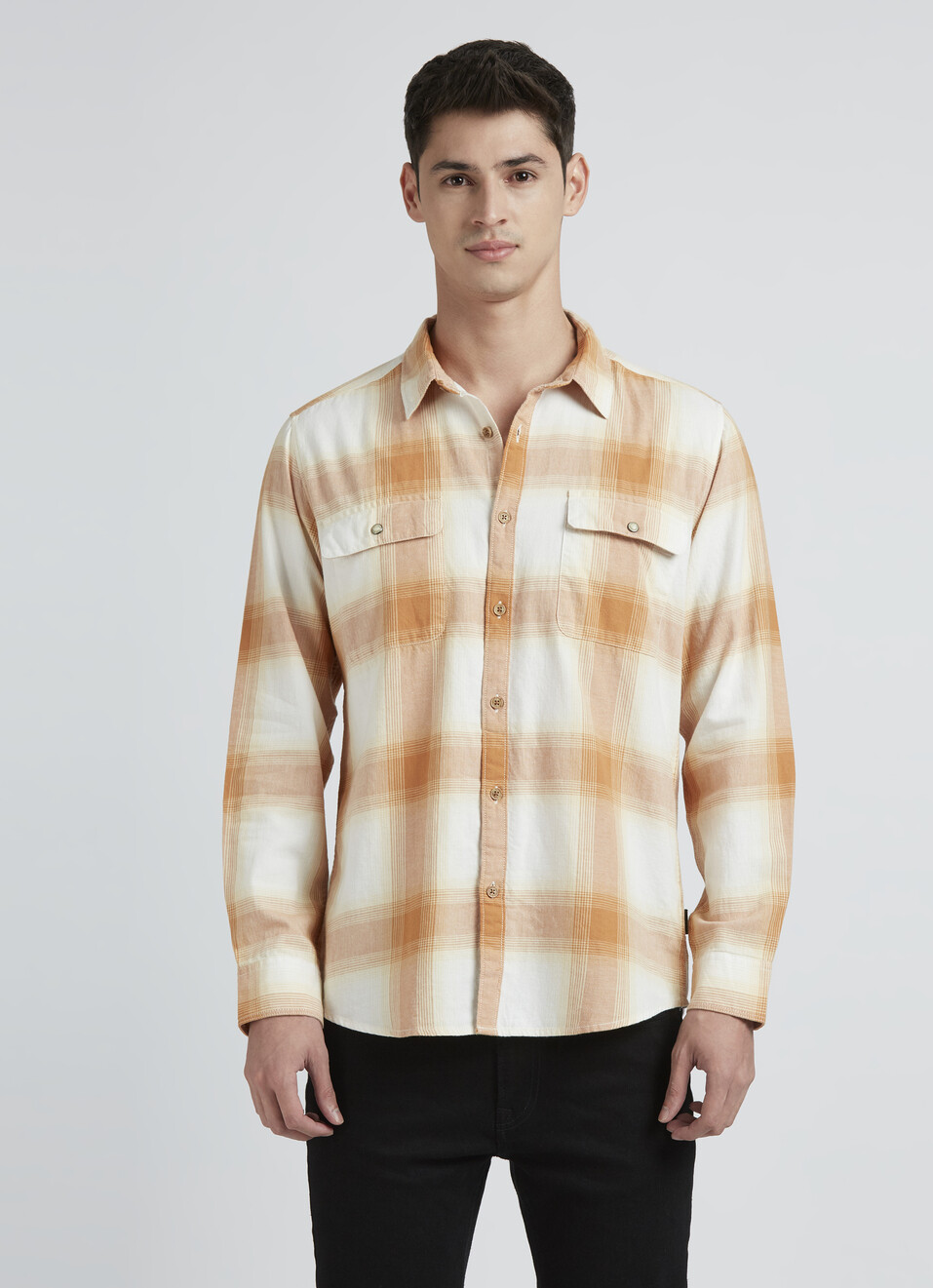 Beige Check Full Sleeve Shirt, , large image number 1
