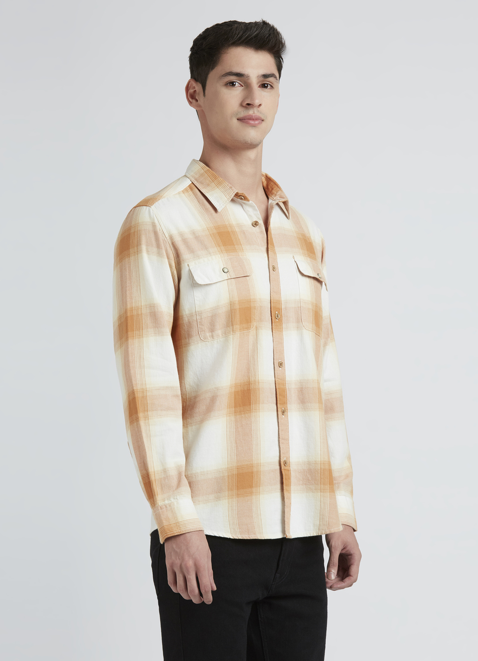 Beige Check Full Sleeve Shirt, , large image number 3