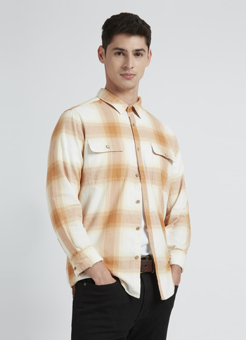 Beige Check Full Sleeve Shirt