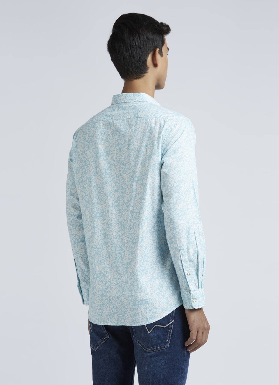 Blue Floral Print Full Sleeve Shirt, , large image number 2
