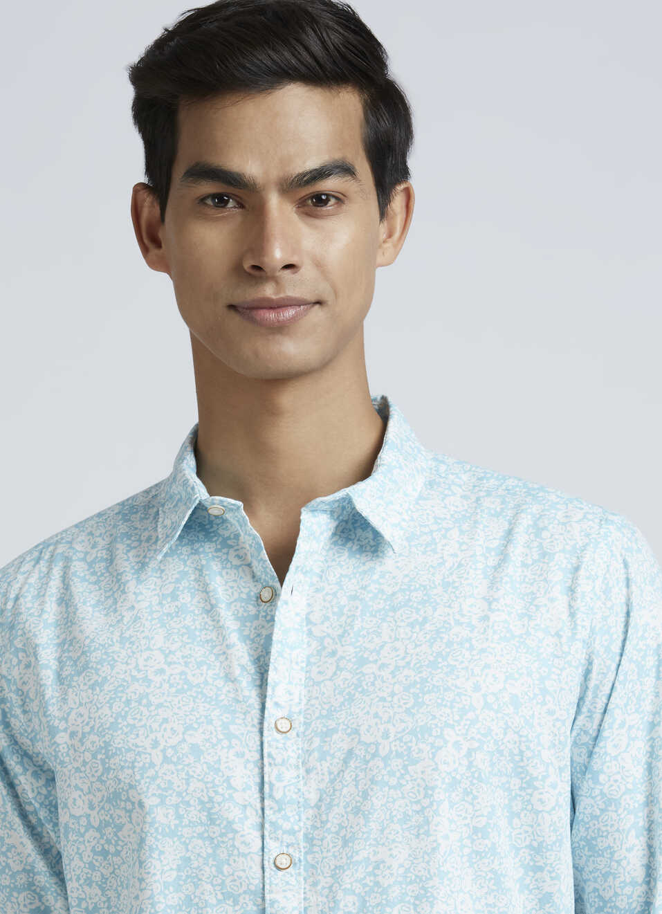 Blue Floral Print Full Sleeve Shirt, , large image number 4