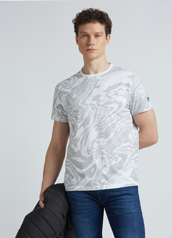 White Abstract Print Short Sleeve T-shirt