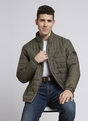 Olive Full Sleeve Puffer Jacket