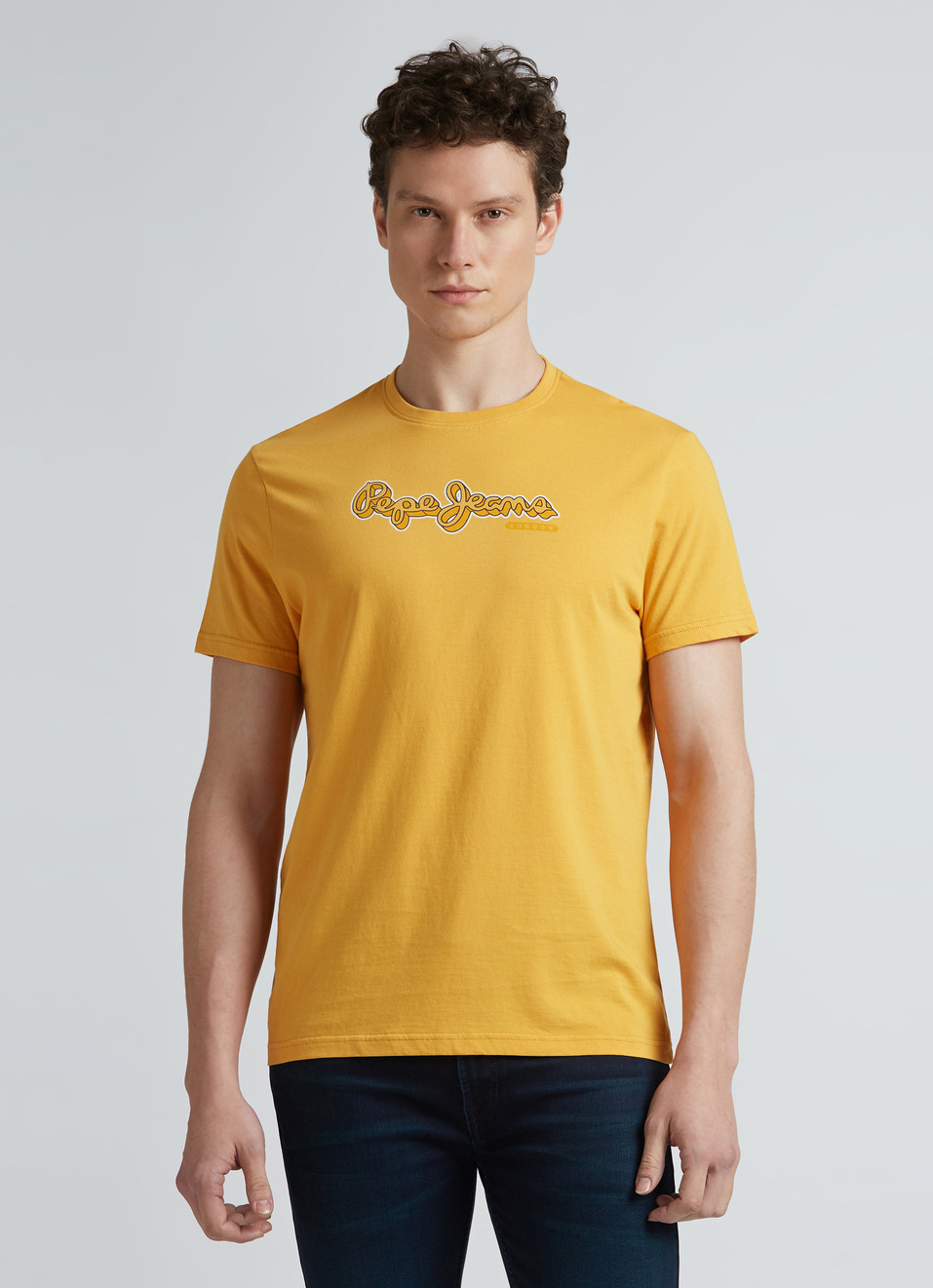 Yellow Graphic Print Short Sleeve T-shirt, , large image number 1