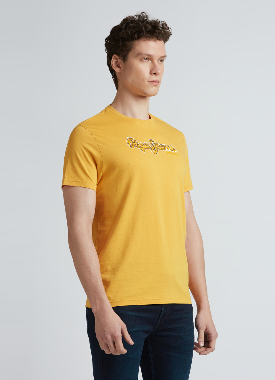 Yellow Graphic Print Short Sleeve T-shirt, , large image number 3