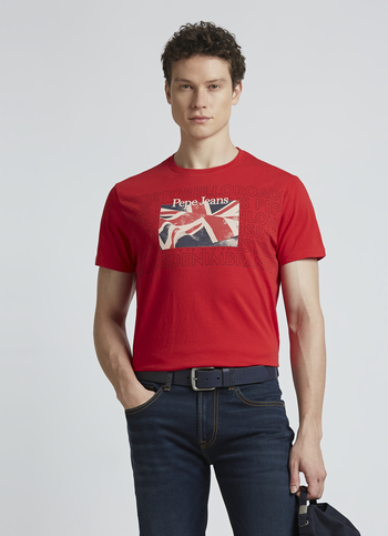 Red Union Jack Print Short Sleeve T-shirt