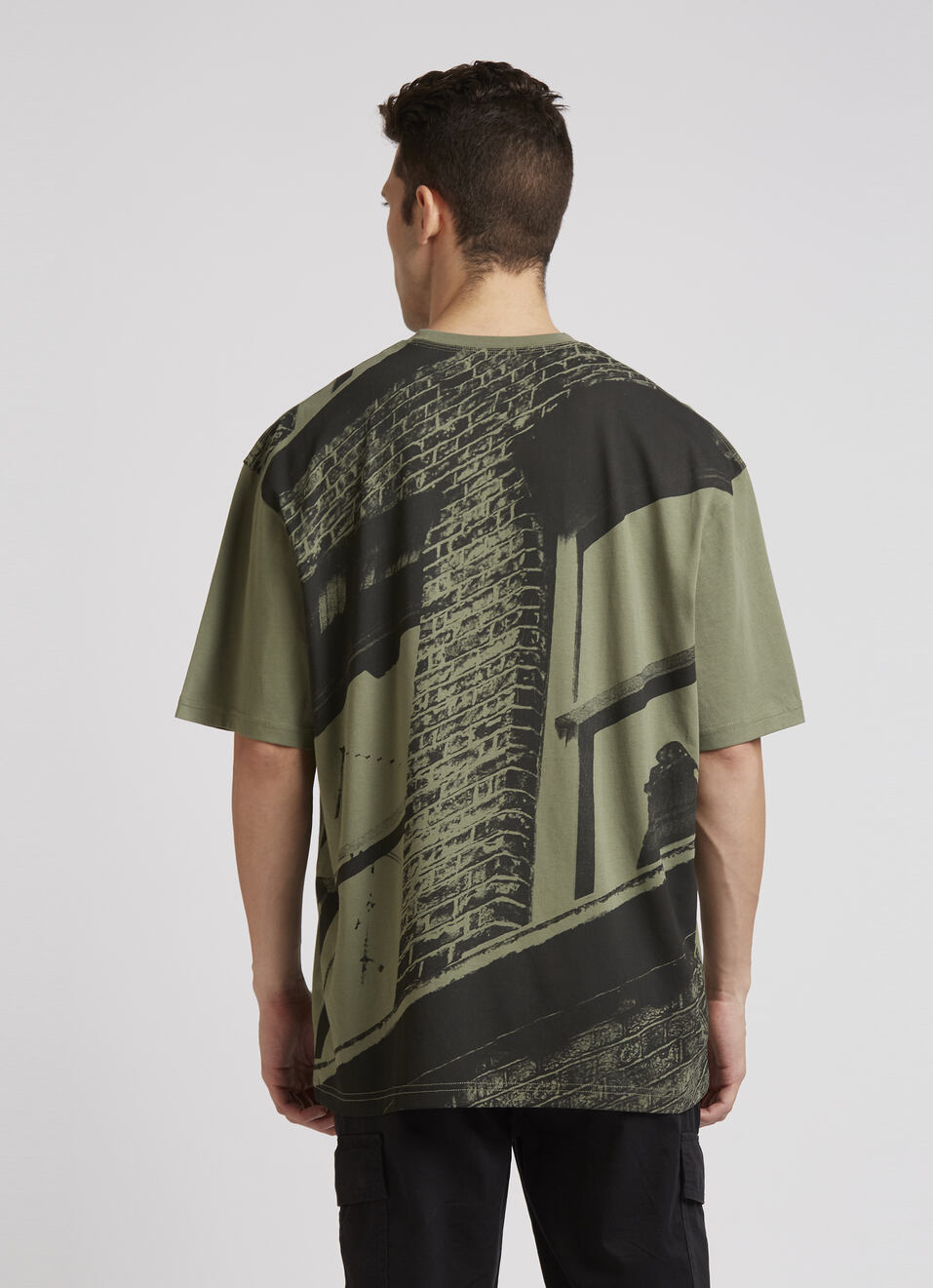 Green Back Print Short Sleeve Oversized T-shirt, , large image number 2