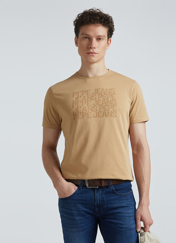Beige Graphic Print Short Sleeve T-shirt