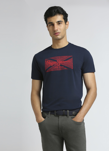 Navy Graphic Print Short Sleeve T-shirt