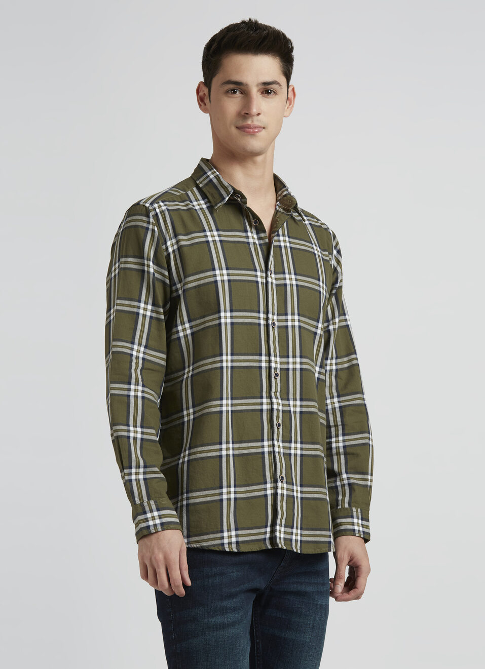 Olive Check Full Sleeve Shirt, , large image number 3
