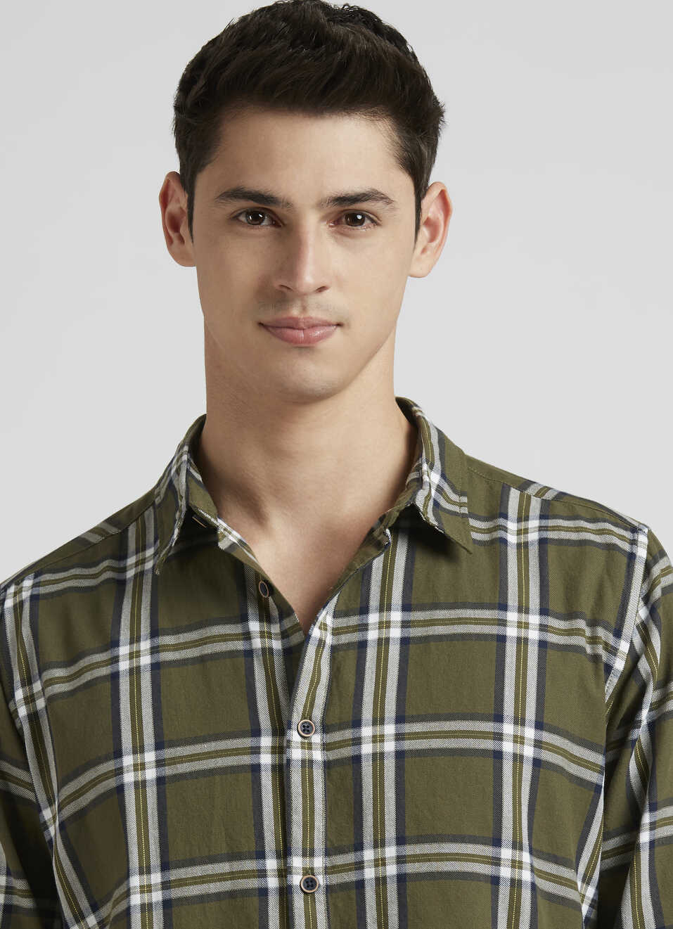 Olive Check Full Sleeve Shirt, , large image number 4