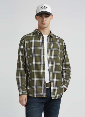 Olive Check Full Sleeve Shirt