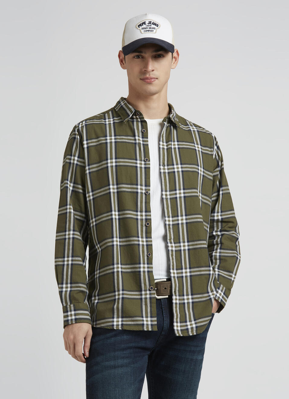 Olive Check Full Sleeve Shirt, , large image number 0