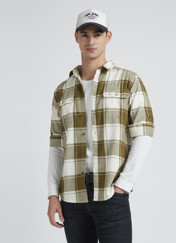 Olive Check Full Sleeve Shirt