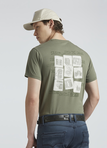 Green Back Print Short Sleeve T-shirt