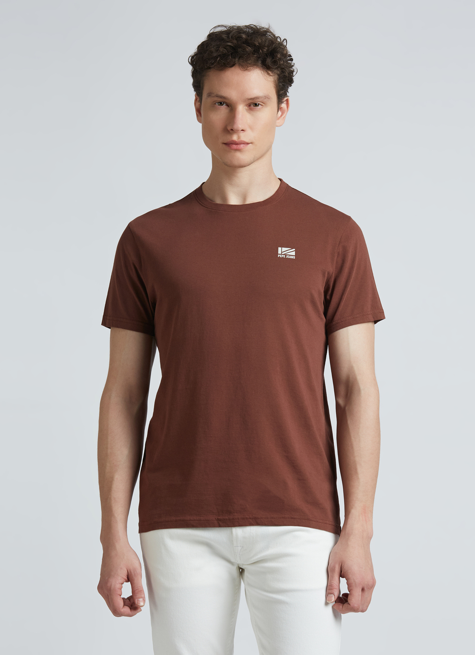 Brown Back Print Short Sleeve T-shirt, , large image number 1