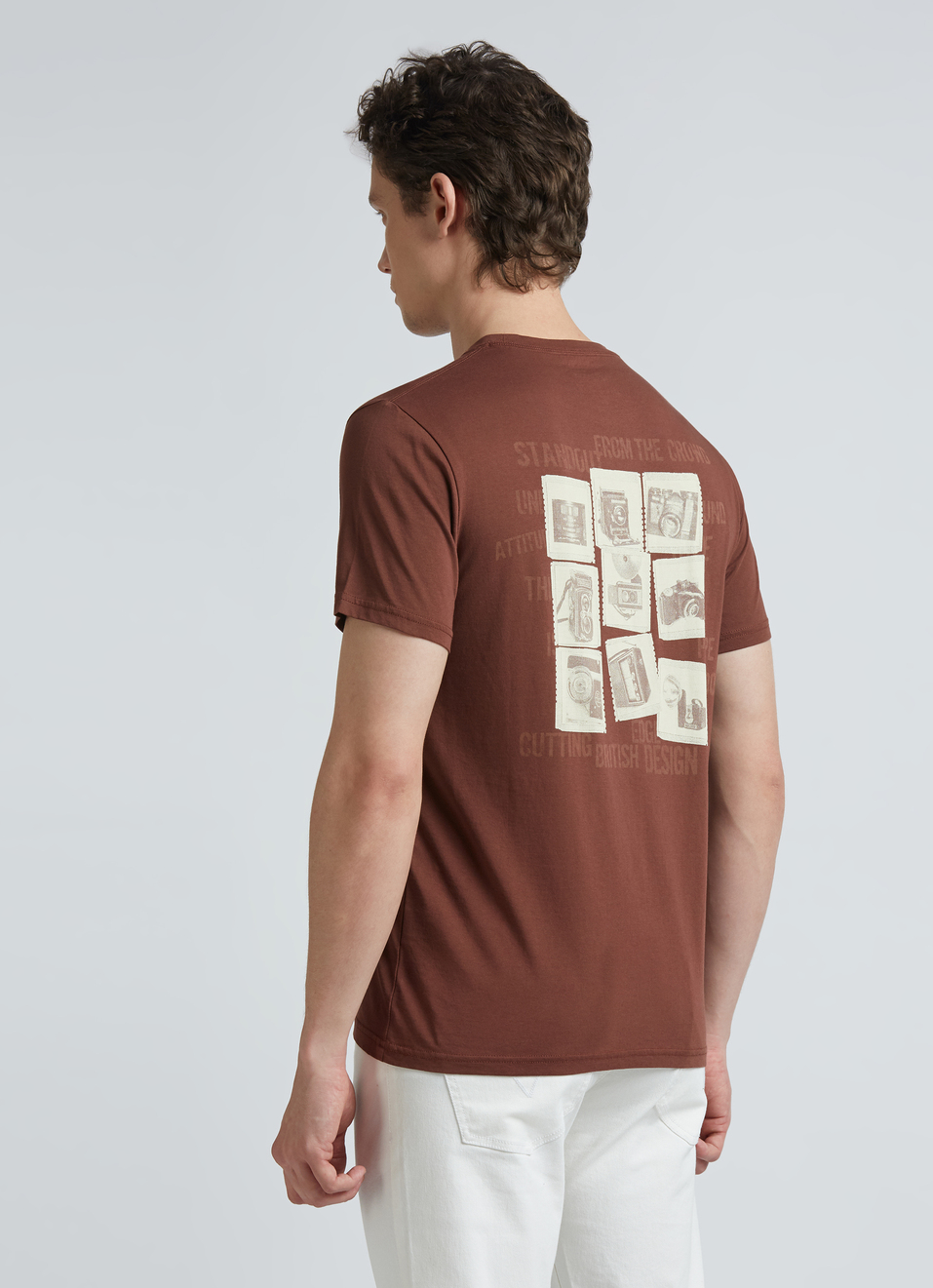 Brown Back Print Short Sleeve T-shirt, , large image number 2