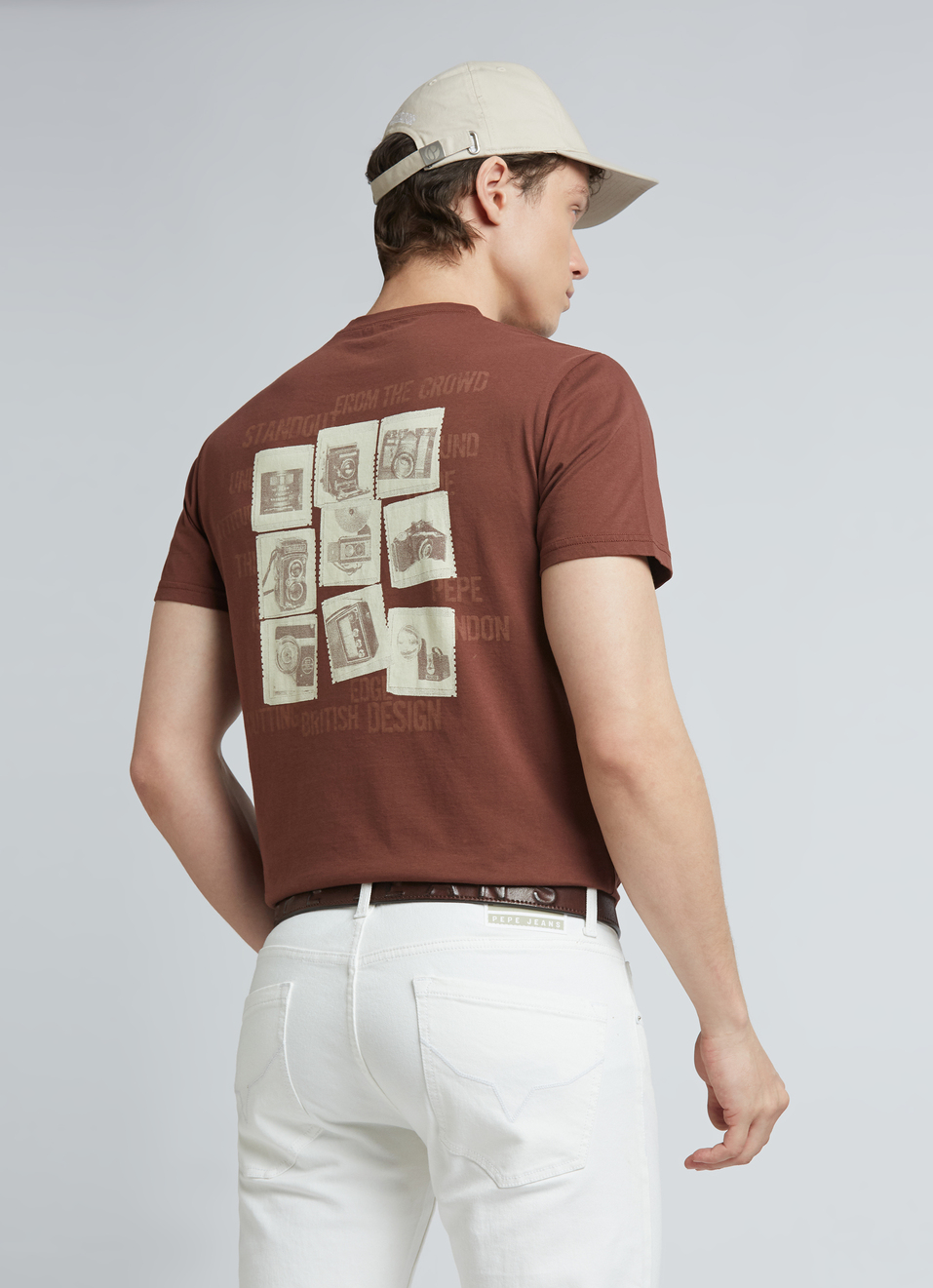 Brown Back Print Short Sleeve T-shirt, , large image number 0