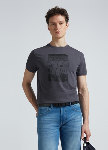 Grey Graphic Print Short Sleeve T-shirt