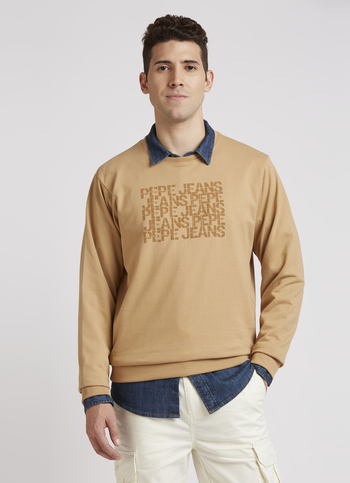 Beige Graphic Print Full Sleeve Sweatshirt