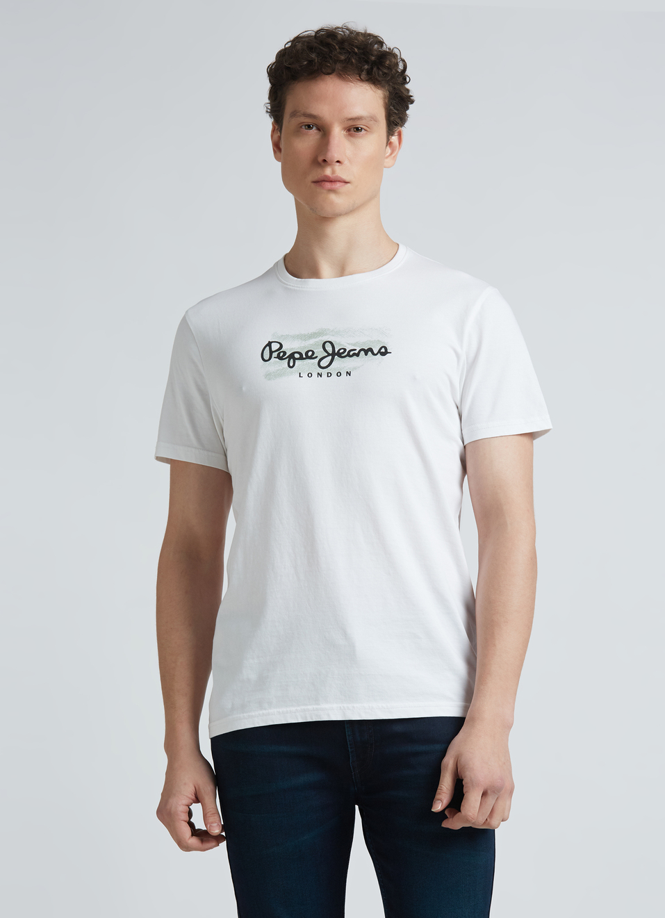 White Graphic Print Short Sleeve T-shirt, , large image number 1