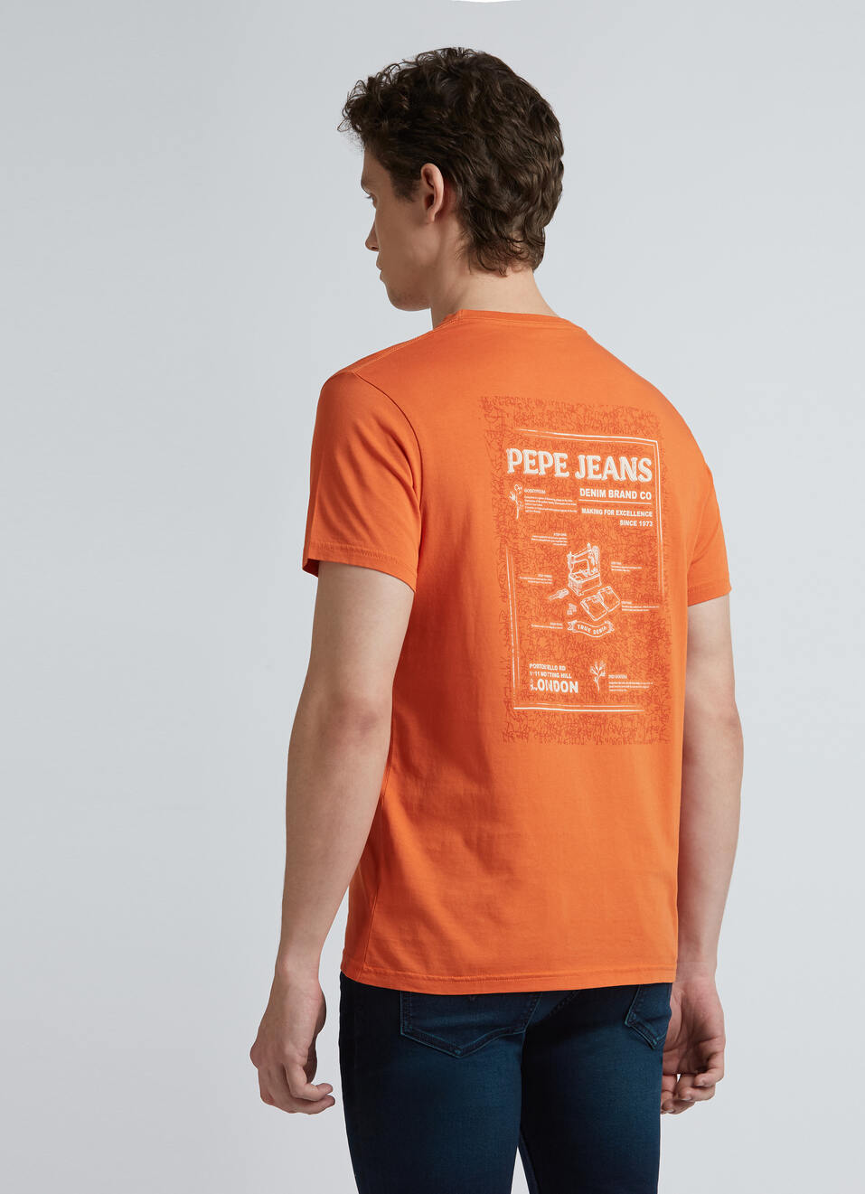 Orange Back Print Short Sleeve T-shirt, , large image number 2