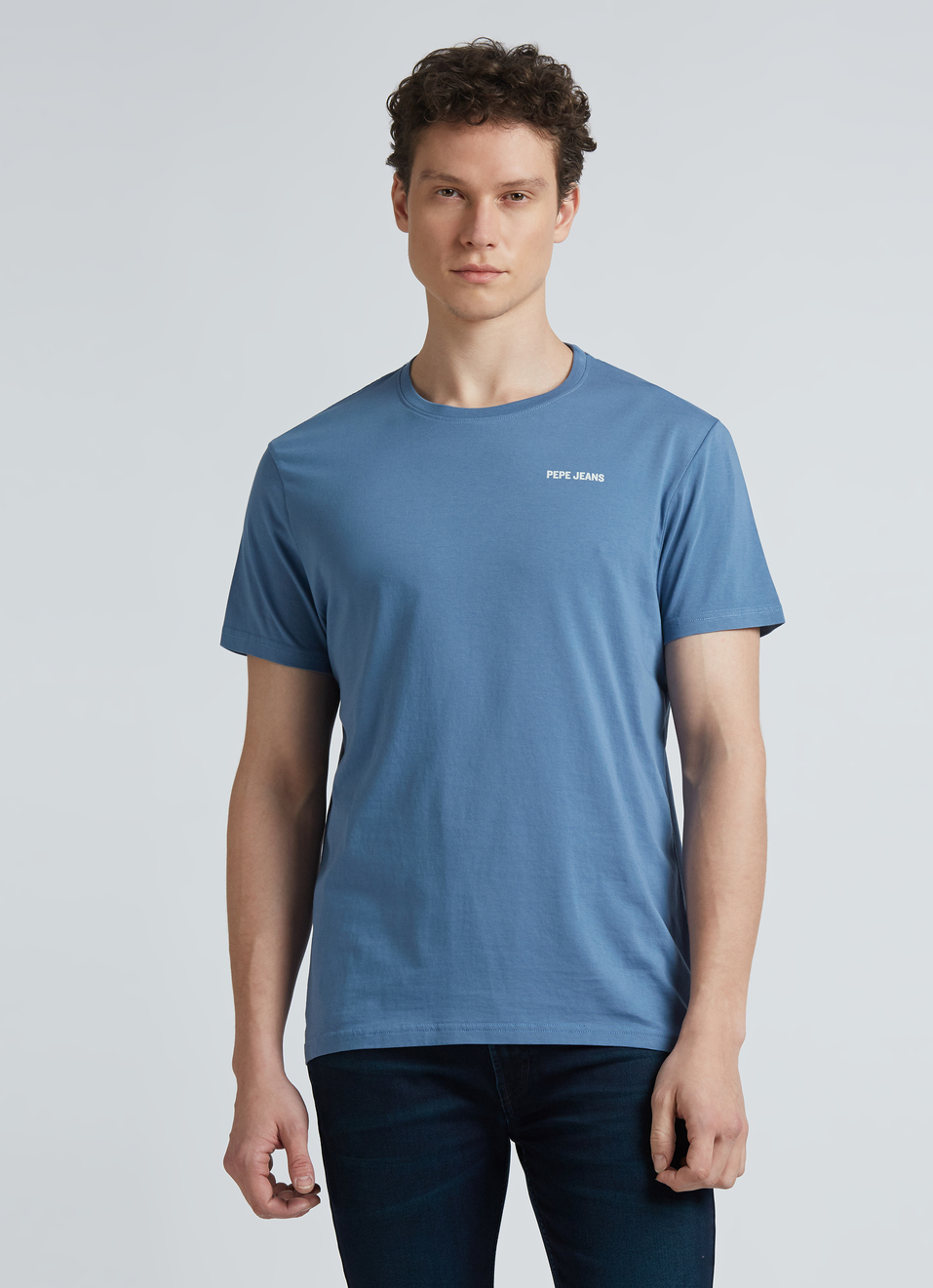 Blue Back Print Short Sleeve T-shirt, , large image number 1