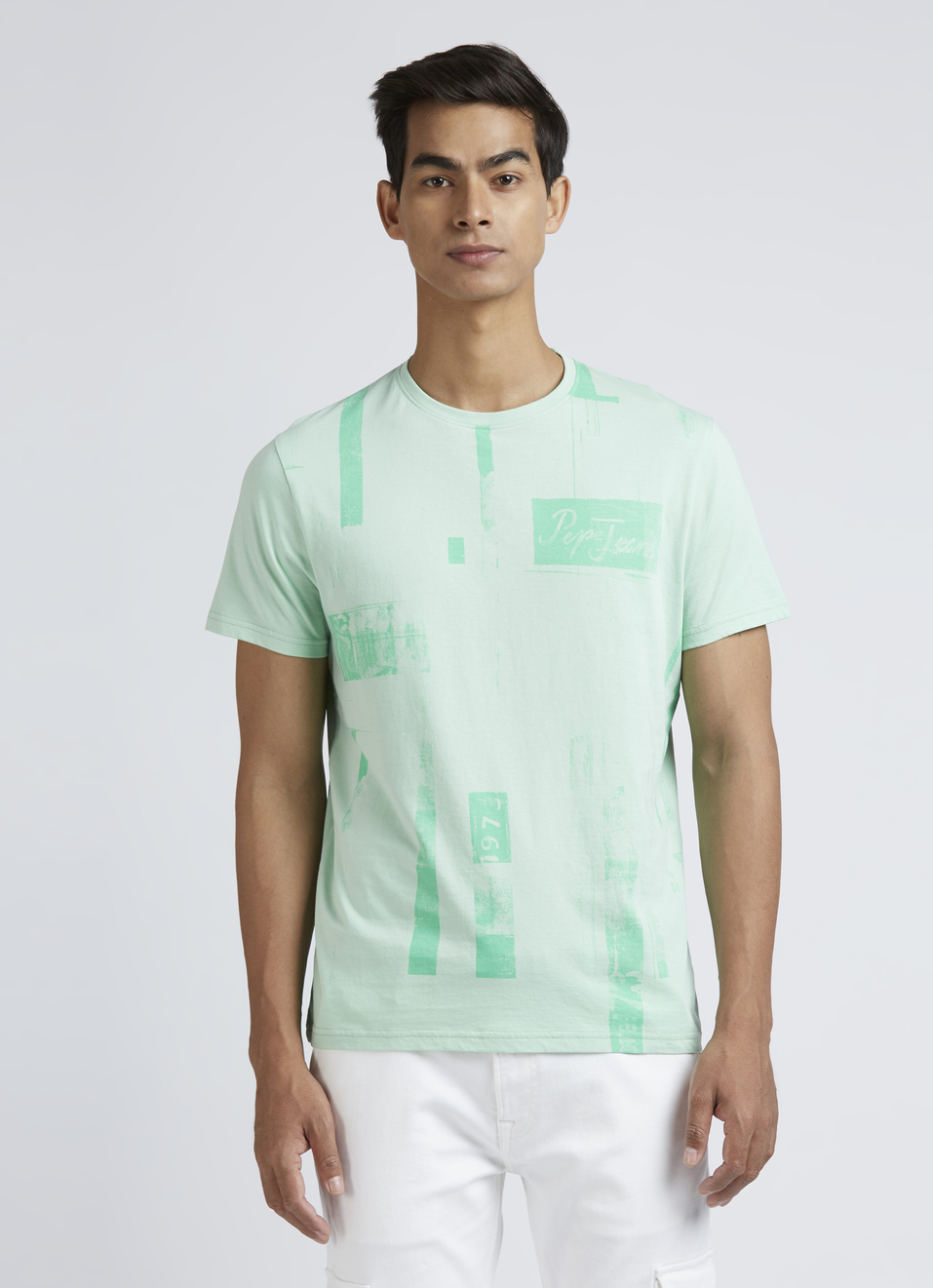 Light Green Graphic Print Short Sleeve T-shirt, , large image number 1