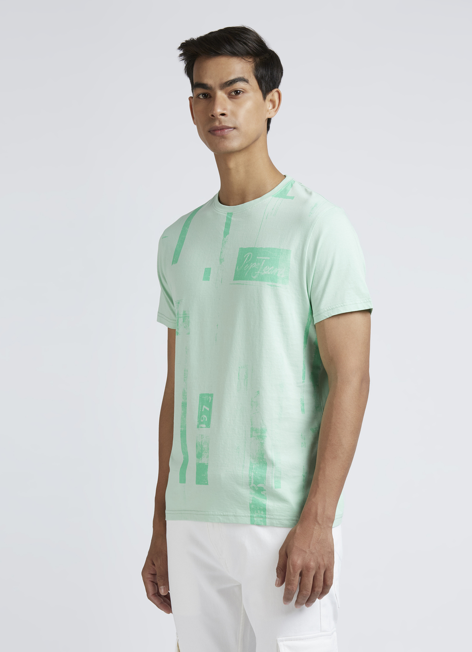 Light Green Graphic Print Short Sleeve T-shirt, , large image number 3
