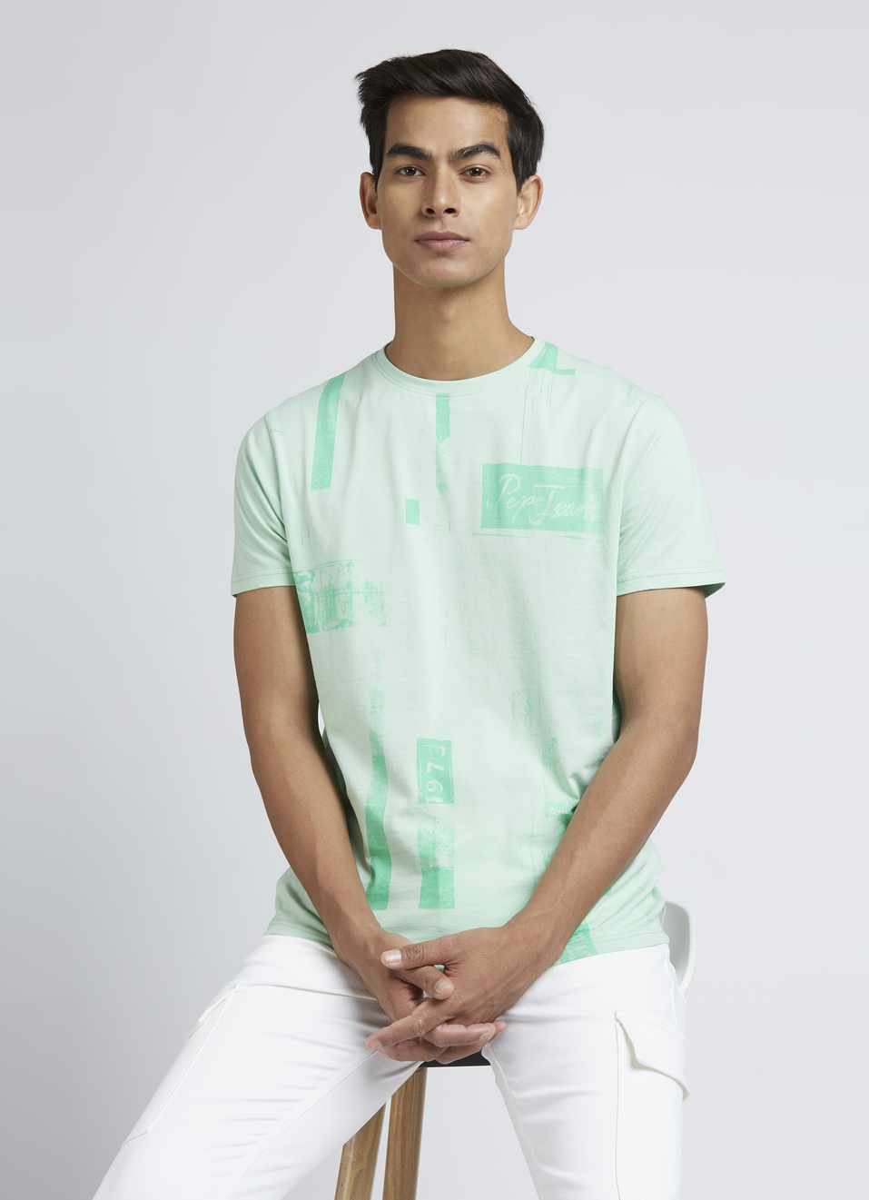 Light Green Graphic Print Short Sleeve T-shirt, , large image number 0