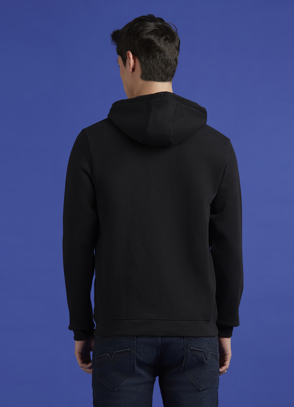 Black Full Sleeve Hooded Zipper Sweatshirt, , large image number 2