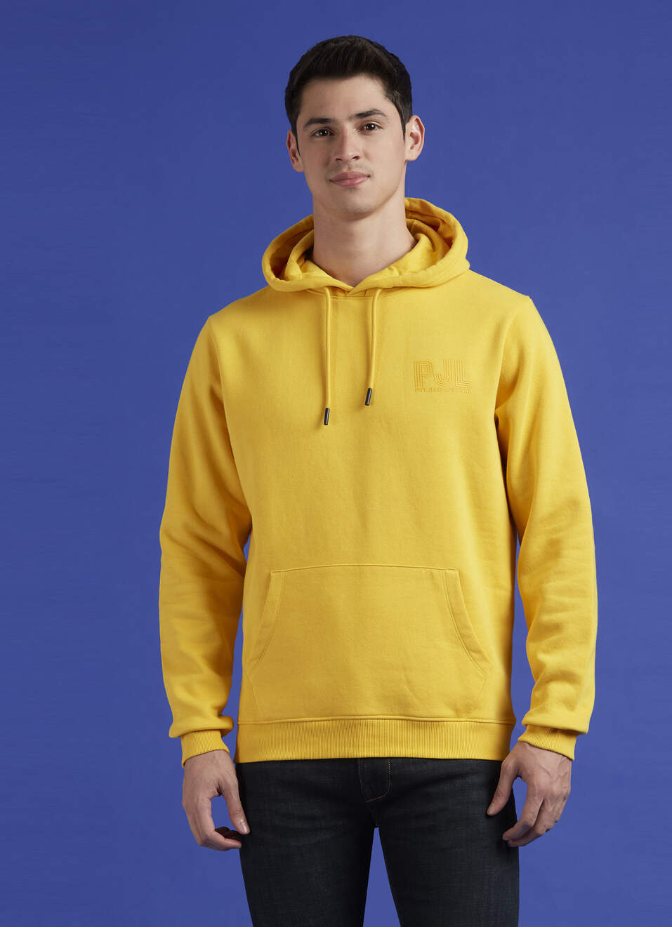 Yellow Full Sleeve Hooded Sweatshirt, , large image number 1