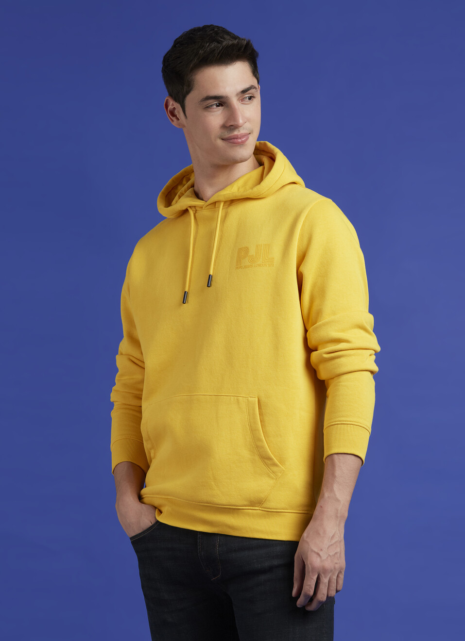 Yellow Full Sleeve Hooded Sweatshirt, , large image number 0