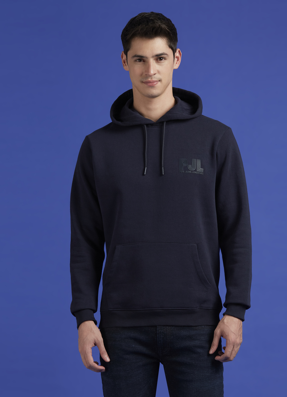 Navy Full Sleeve Hooded Sweatshirt, , large image number 1