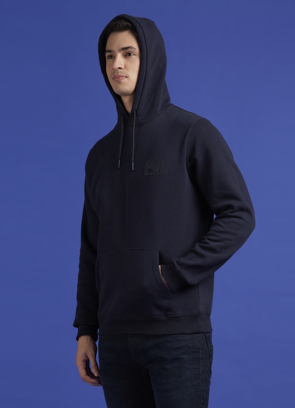 Navy Full Sleeve Hooded Sweatshirt, , large image number 3