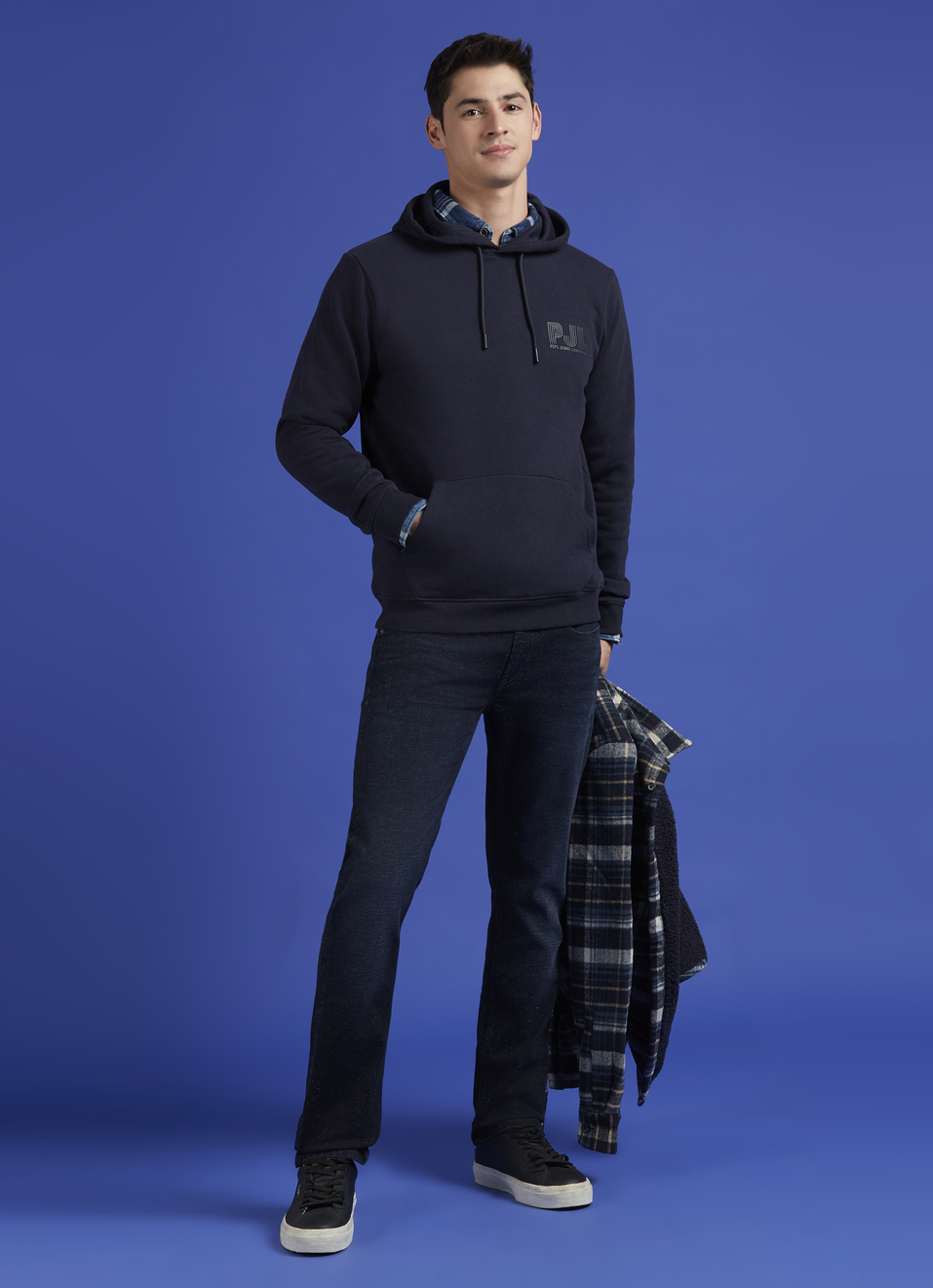 Navy Full Sleeve Hooded Sweatshirt, , large image number 5