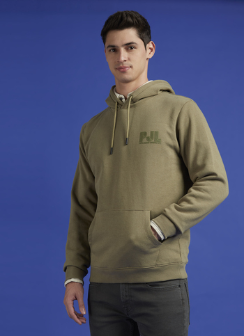 Green Full Sleeve Hooded Sweatshirt