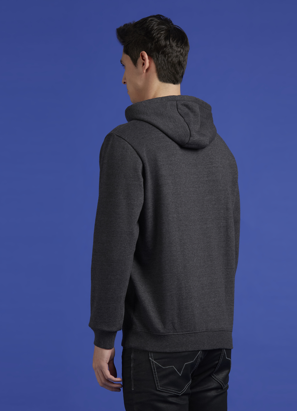 Grey Full Sleeve Hooded Sweatshirt, , large image number 2