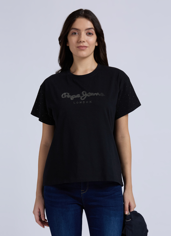 Black Embellished Short Sleeve T-shirt