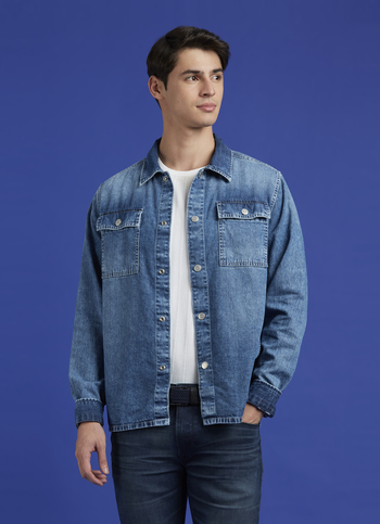 Blue Full Sleeve Oversized Denim Shirt
