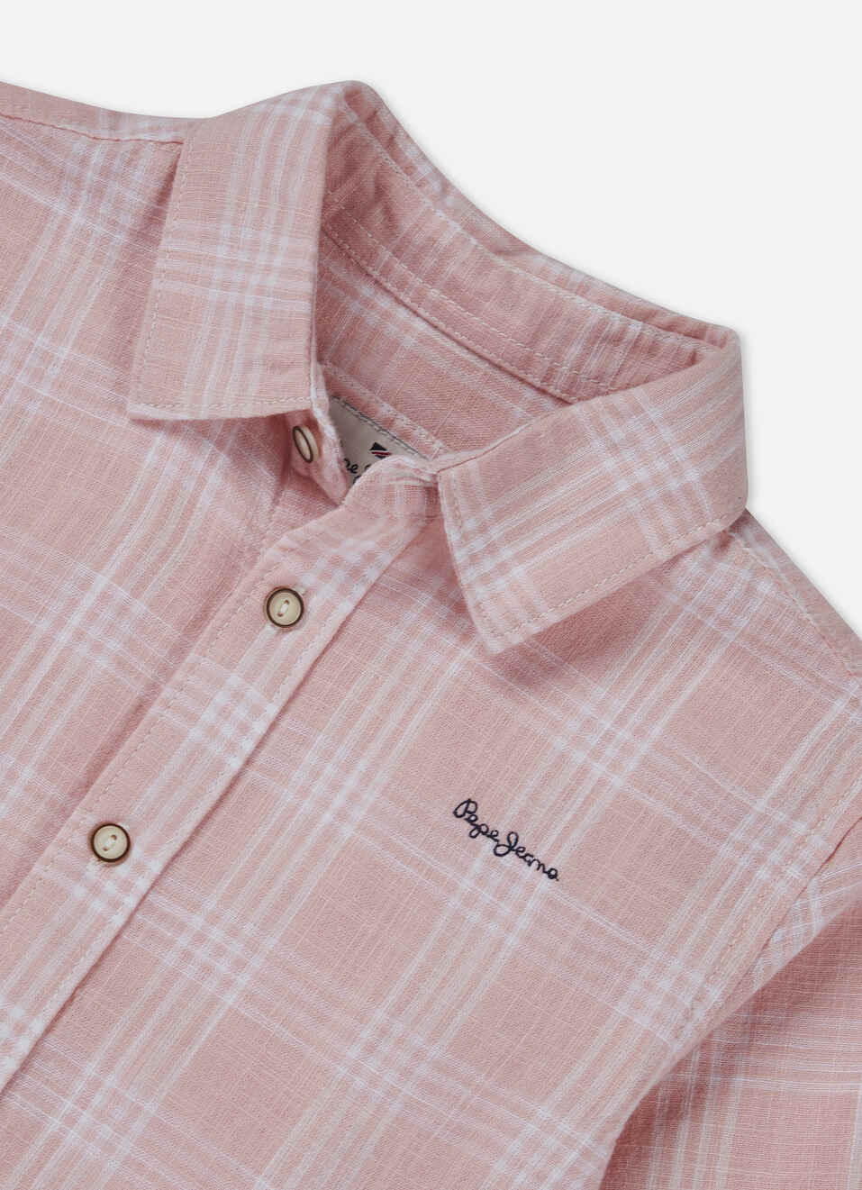 Boys Peach Check Full Sleeve Shirt, , large image number 2