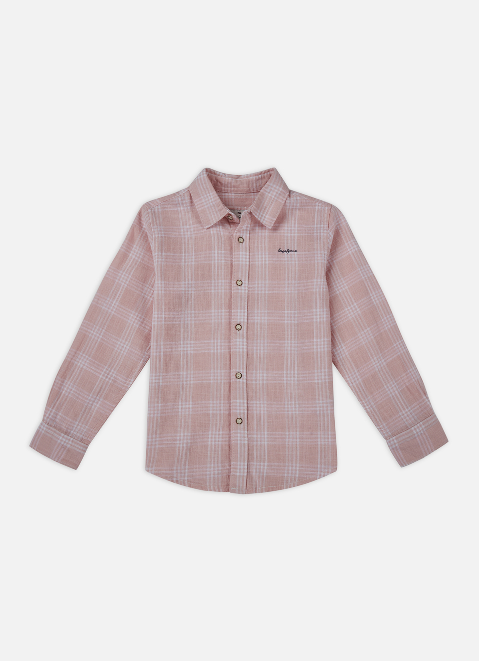 Boys Peach Check Full Sleeve Shirt, , large image number 0