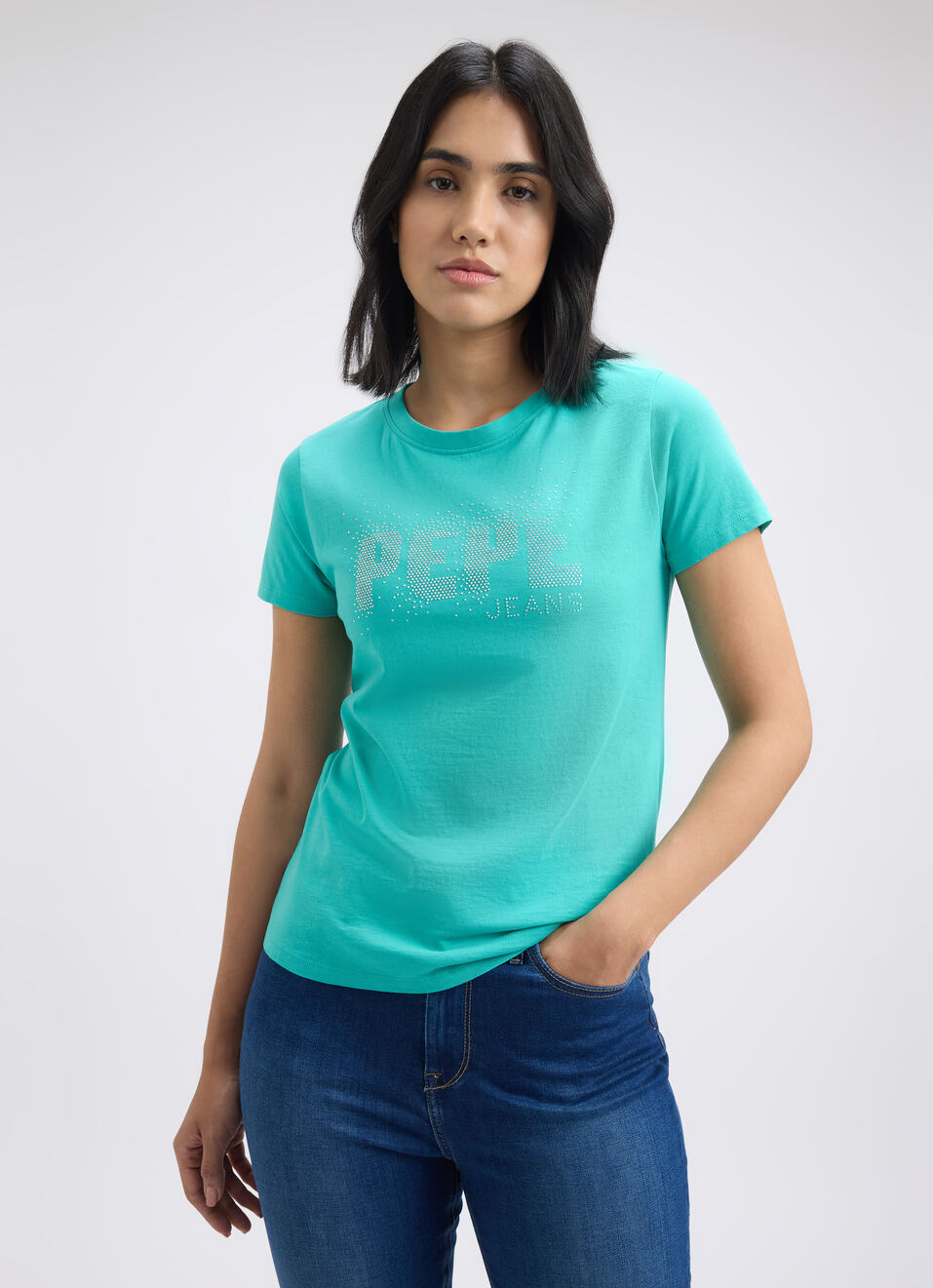 Women Green Embellished Short Sleeve T-shirt, , large image number 1