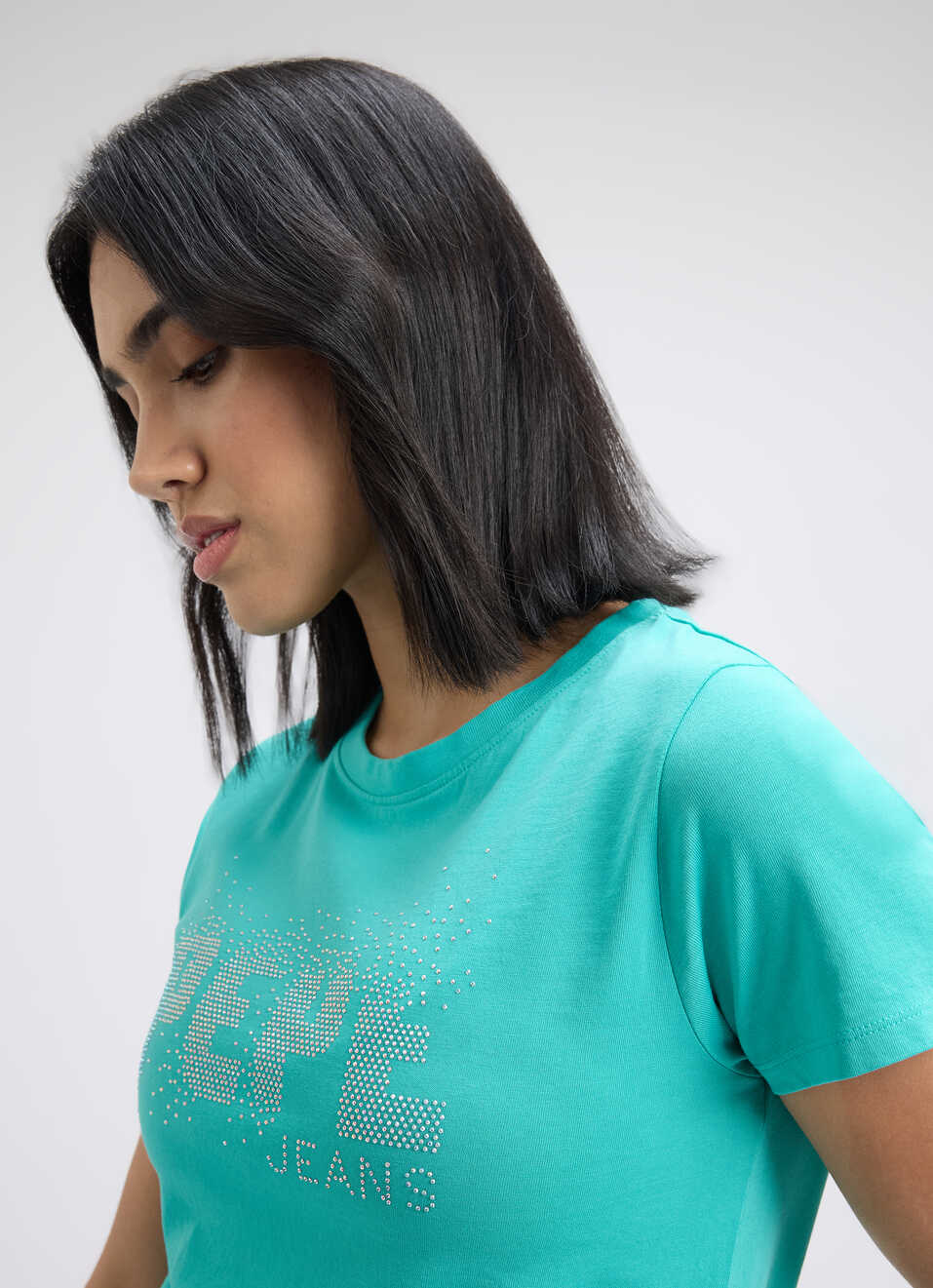 Women Green Embellished Short Sleeve T-shirt, , large image number 4