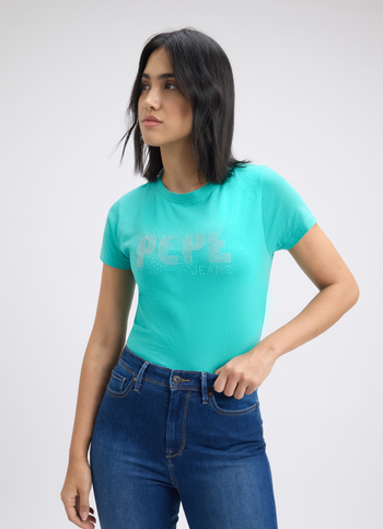 Women Green Embellished Short Sleeve T-shirt