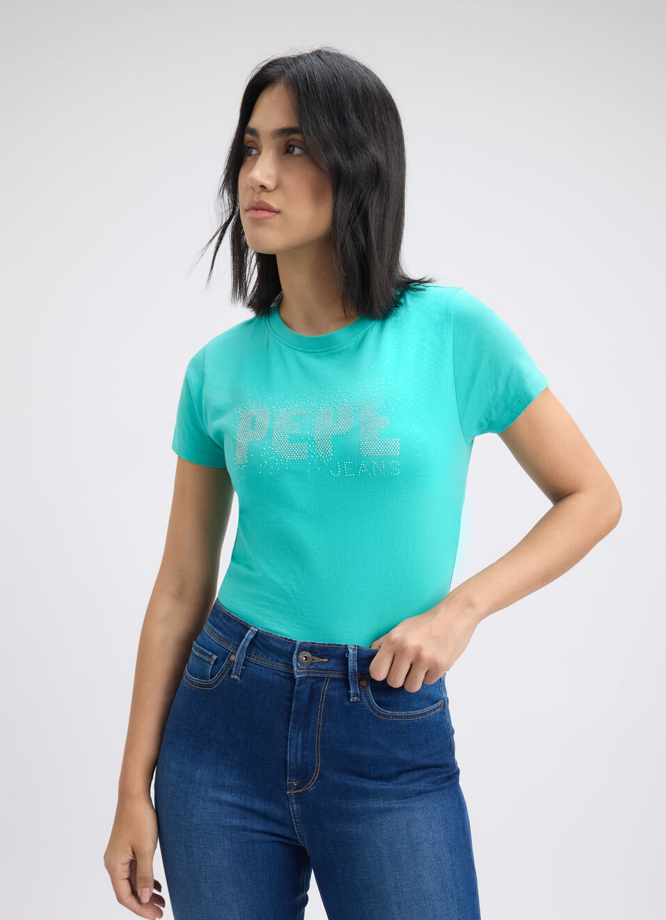 Women Green Embellished Short Sleeve T-shirt, , large image number 0