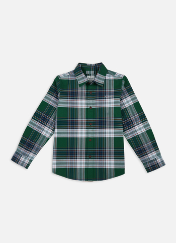 Boys Green Check Full Sleeve Oxford Shirt