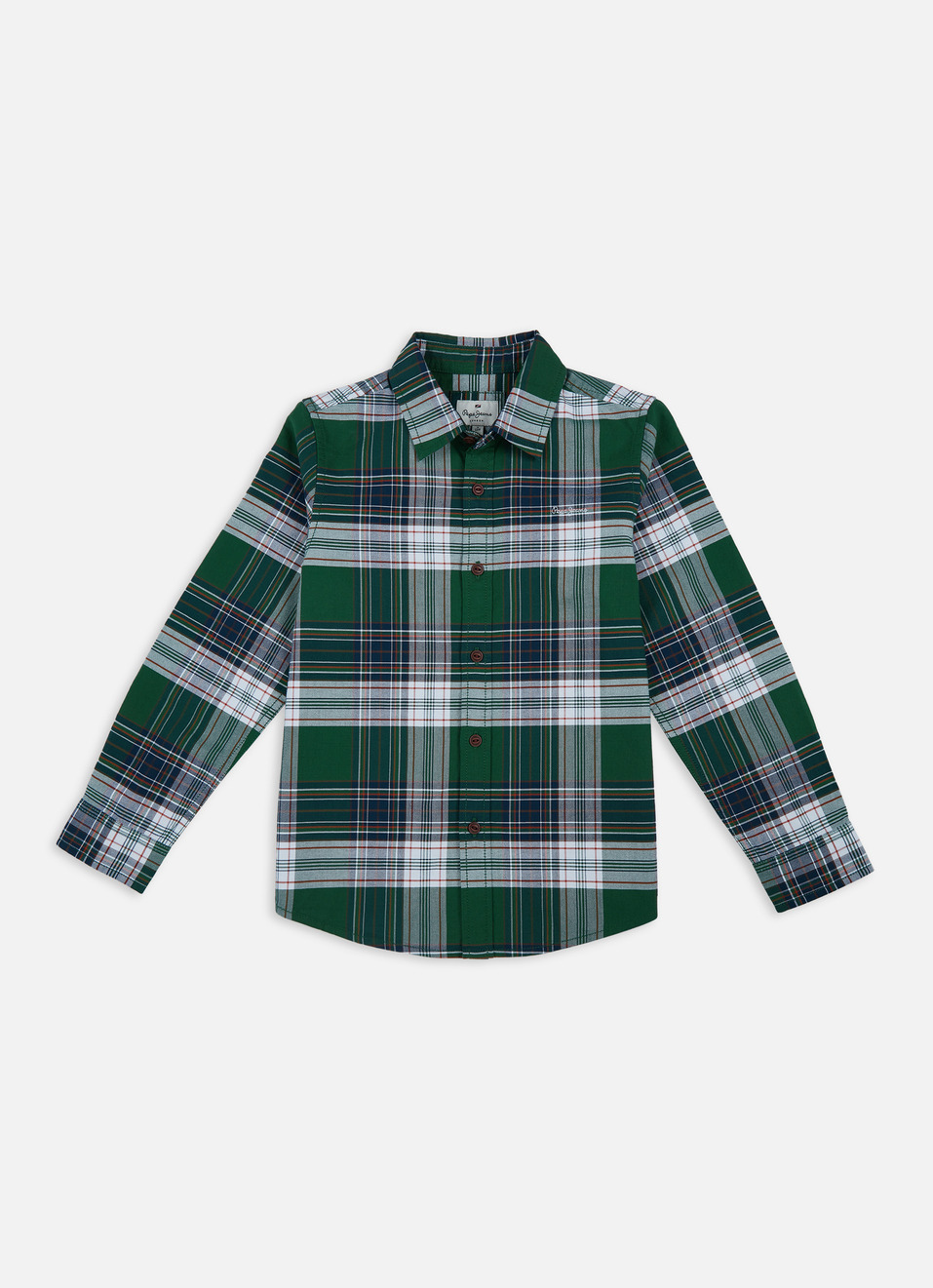 Boys Green Check Full Sleeve Oxford Shirt, , large image number 0